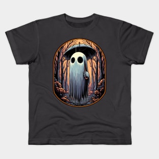 Vintage floral ghost halloween ghost in the forest gothic Kids T-Shirt